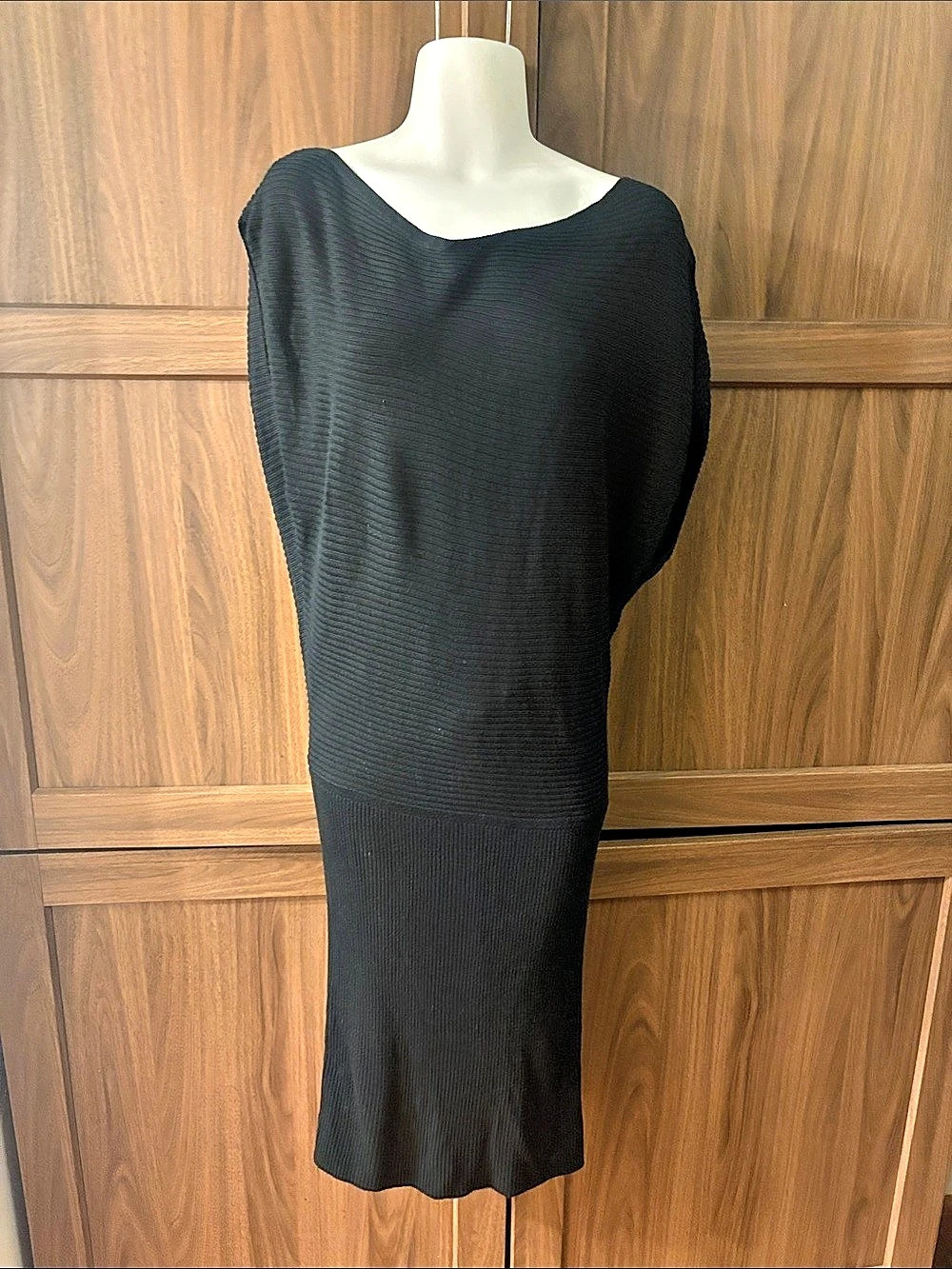 Banana Republic Petite Ribbed Knit Sweater Dress Black Small